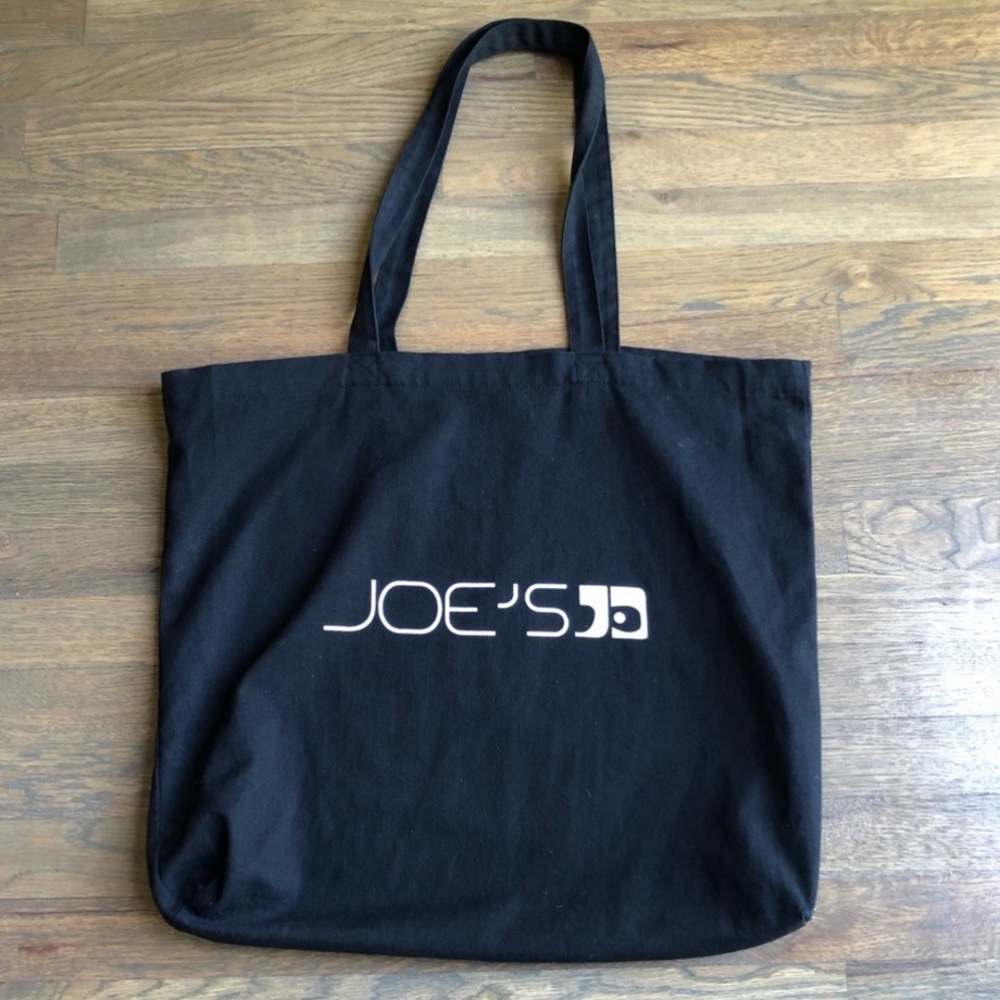 Joe’s Jeans Canvas Tote Bag Black Logo 17x19
